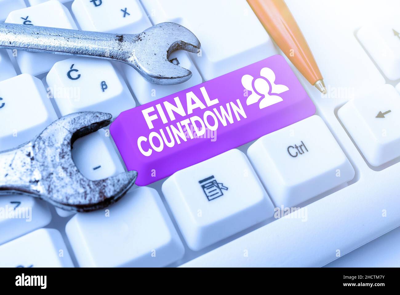 Hand writing sign Final Countdown. Business concept Last moment of any ...