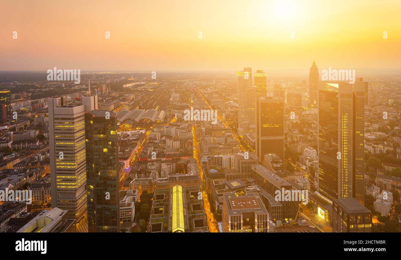 Modern Skyline Of Frankfurt At Sunset, Germany Stock Photo - Alamy