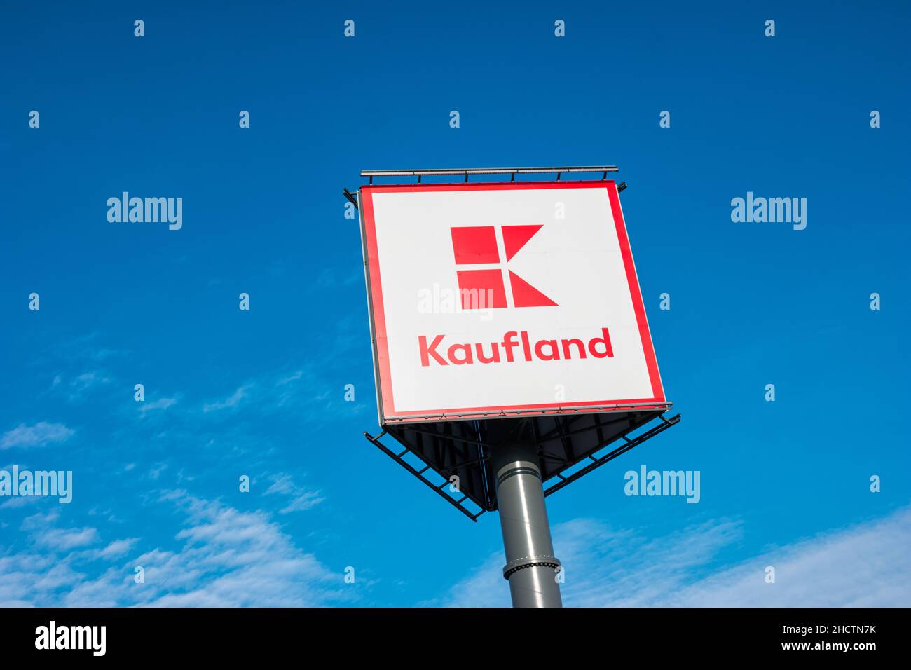 Kaufland Store Sign. It opened its first store in 1984 in NeckarsulmIs