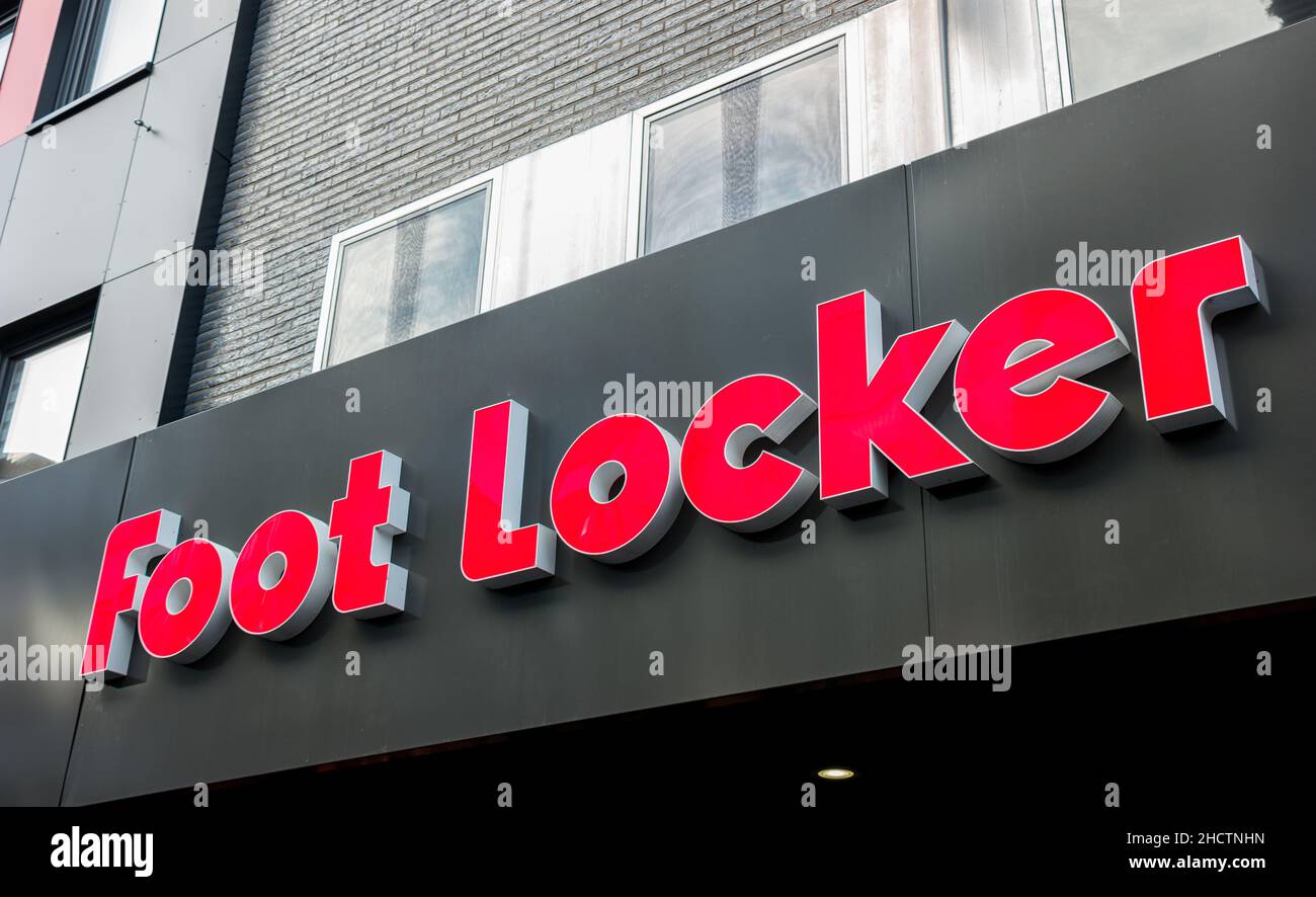 Foot Locker store. It is a leading global athletic footwear and apparel retailer with 1,835 stores in 23 countries. It provides a big selection of pro Stock Photo