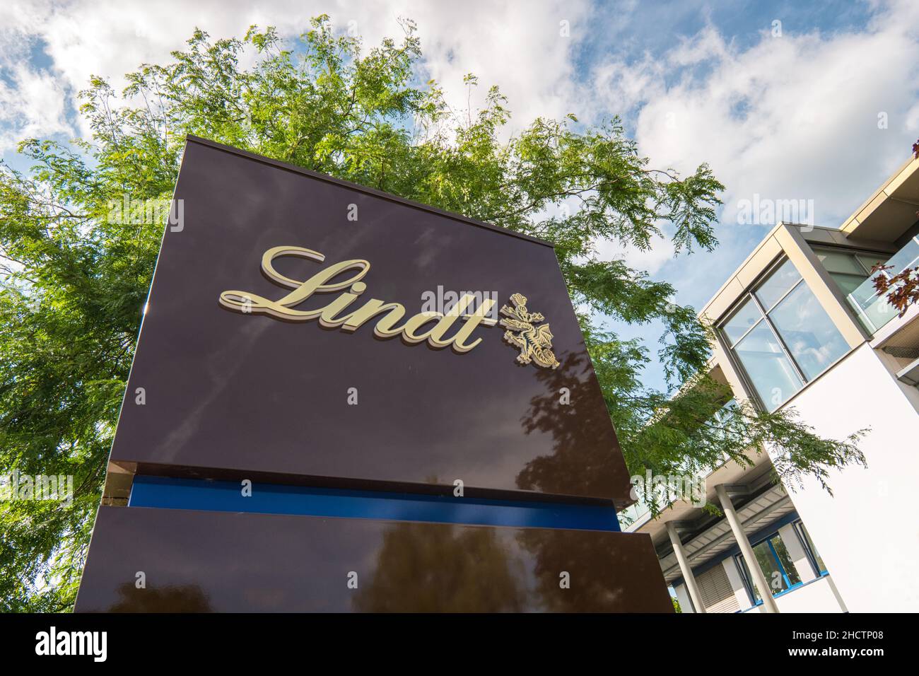Lindt company logo. Lindt is a brand of the Lindt & Sprungli AG - a Swiss company, founded in 1845. Stock Photo