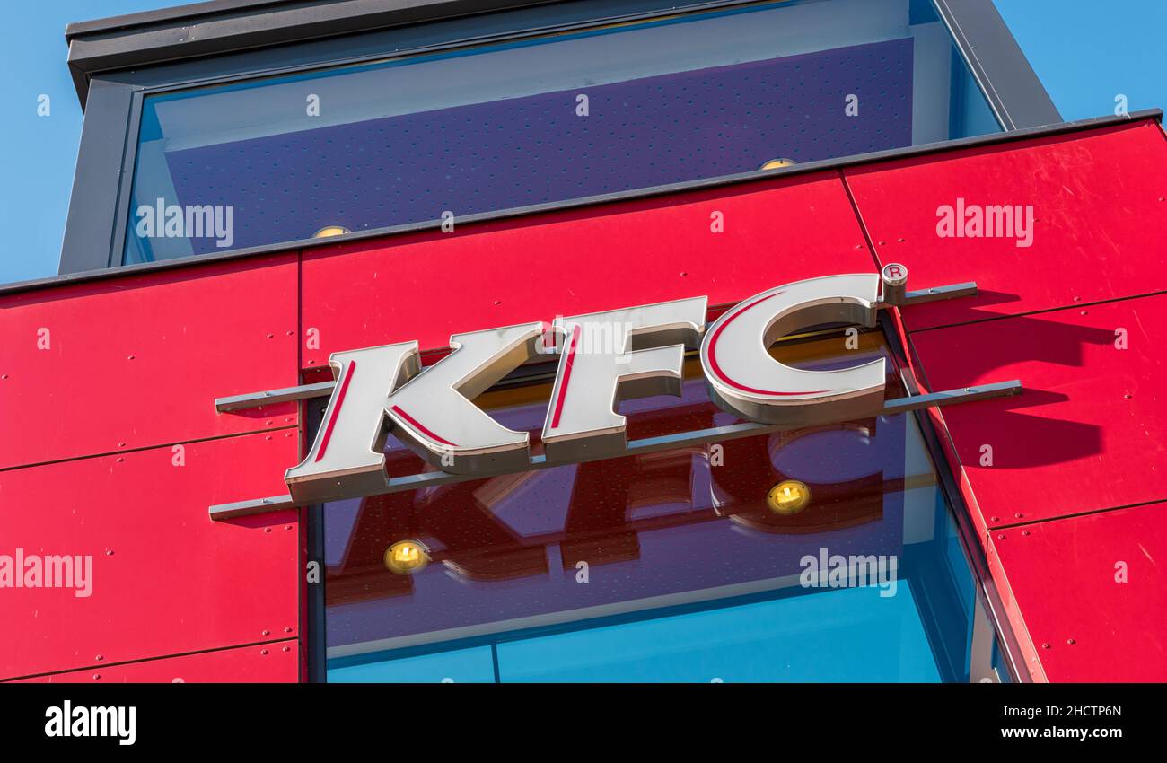 Kentucky Fried Chicken Restaurant. It is a fast food restaurant chain headquartered in United States specialized in chicken products. Stock Photo