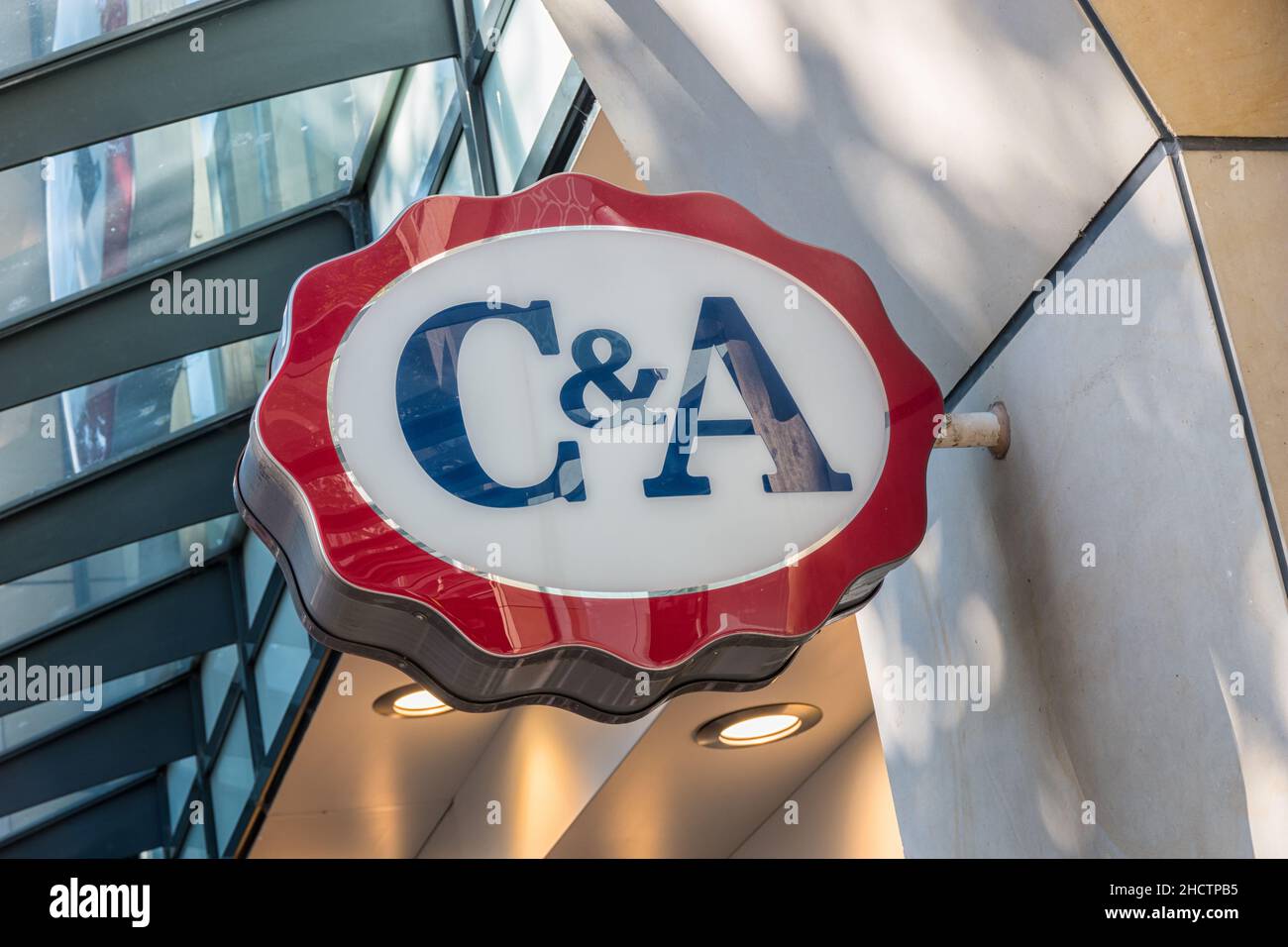 C&A store sign. C&A is an international Dutch chain of fashion retail  clothing stores. It has retail stores in many countries in Europe, Central  and S Stock Photo - Alamy