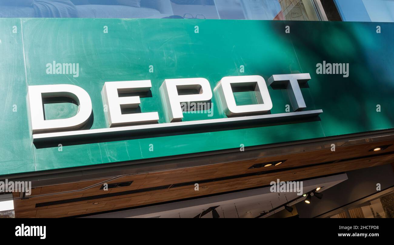 DEPOT Decoration Store Sign. DEPOT is a German store for Decoration and
