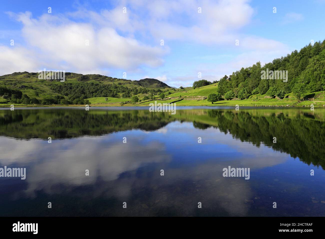 Summer view over Watendlath Tarn, Lake District National Park, Cumbria, England, UK Stock Photo