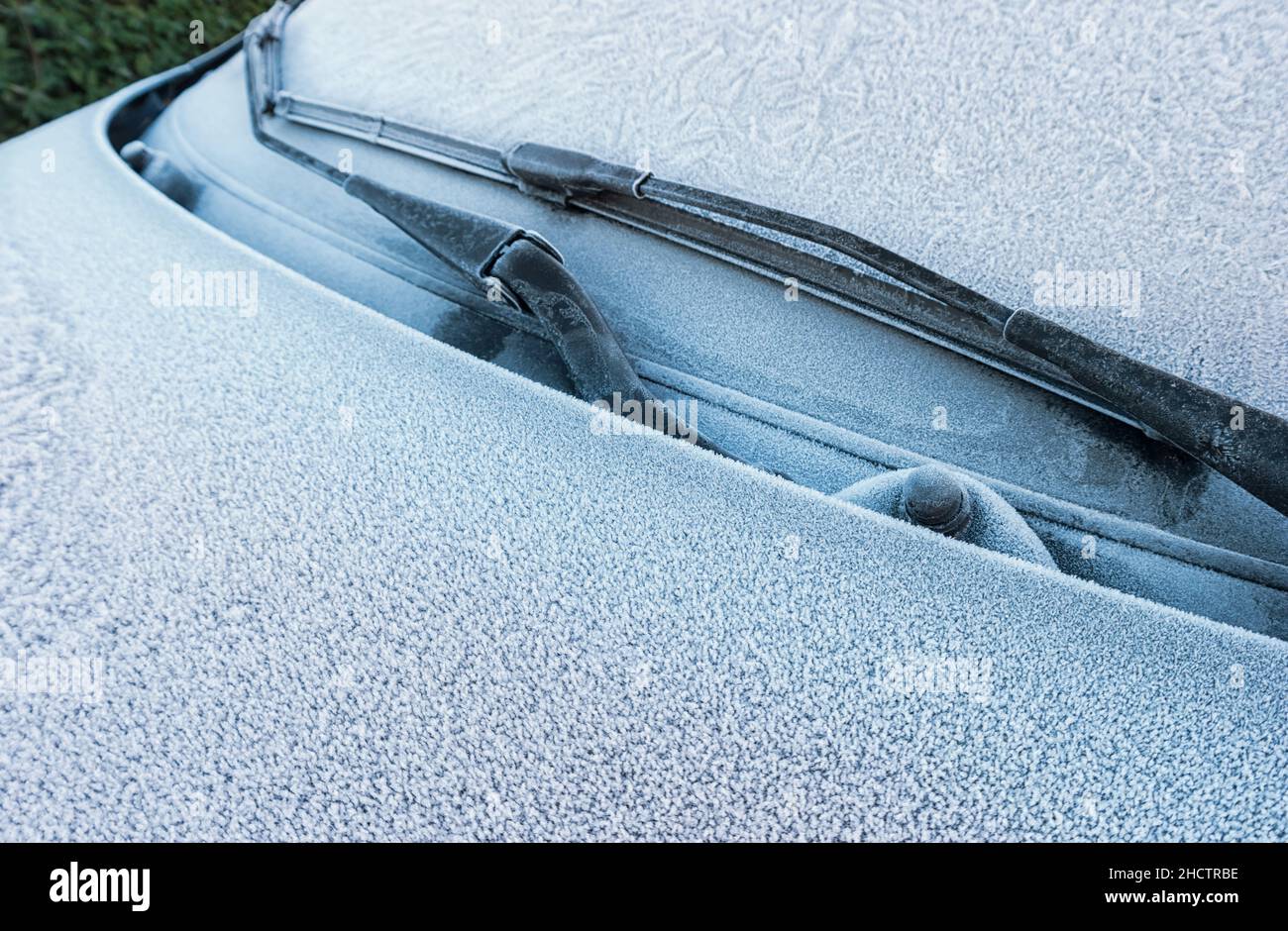 car windshield covered with ice and snow Stock Photo Alamy