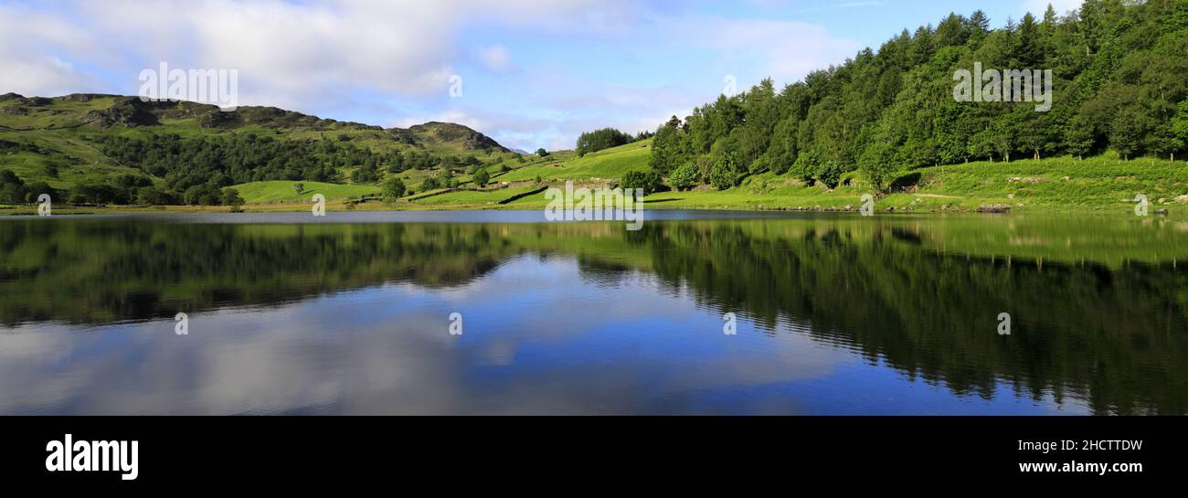 Summer view over Watendlath Tarn, Lake District National Park, Cumbria, England, UK Stock Photo