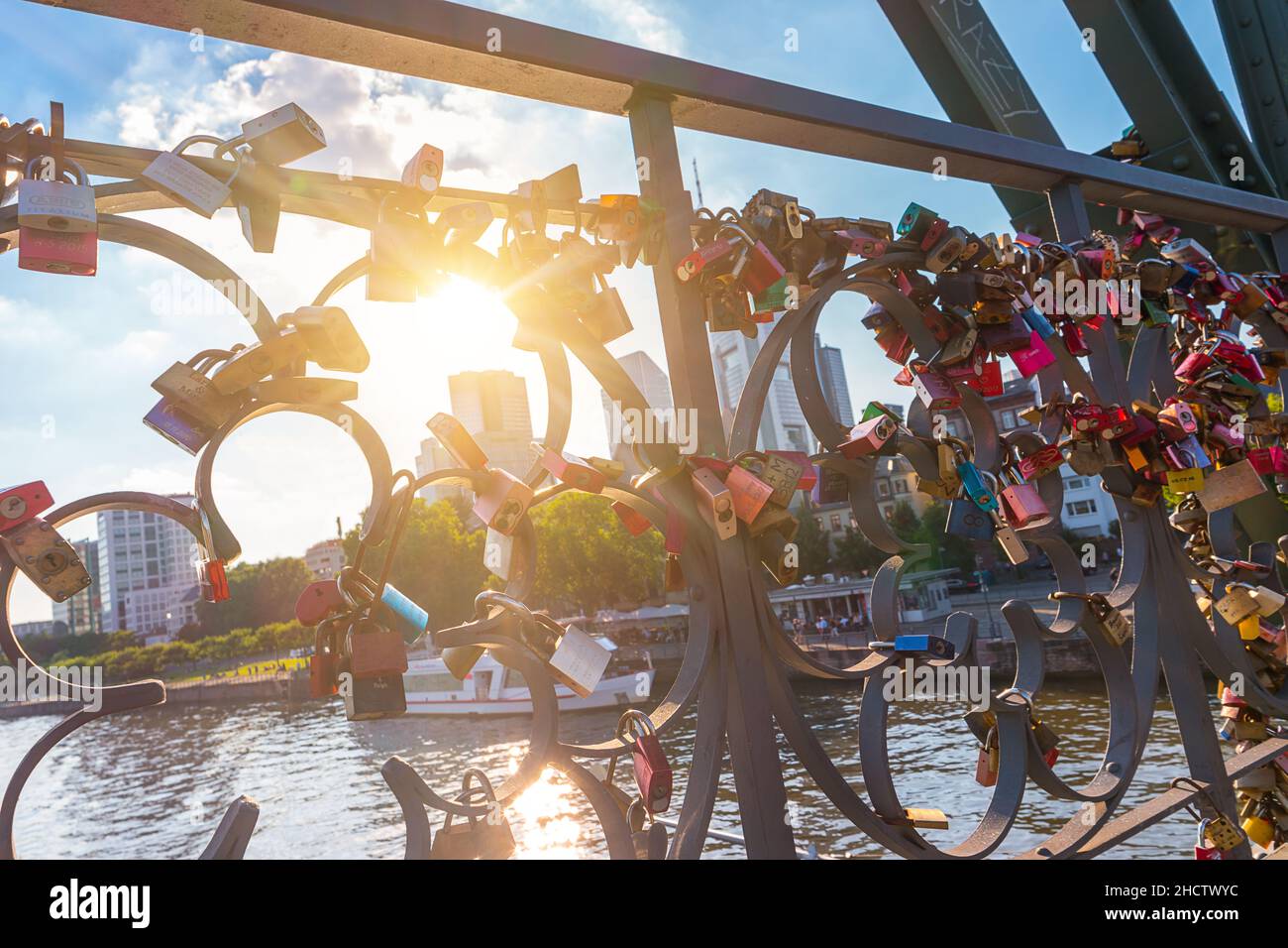 Love locks at the iron bridge in Frankfurt, germany Stock Photo Alamy