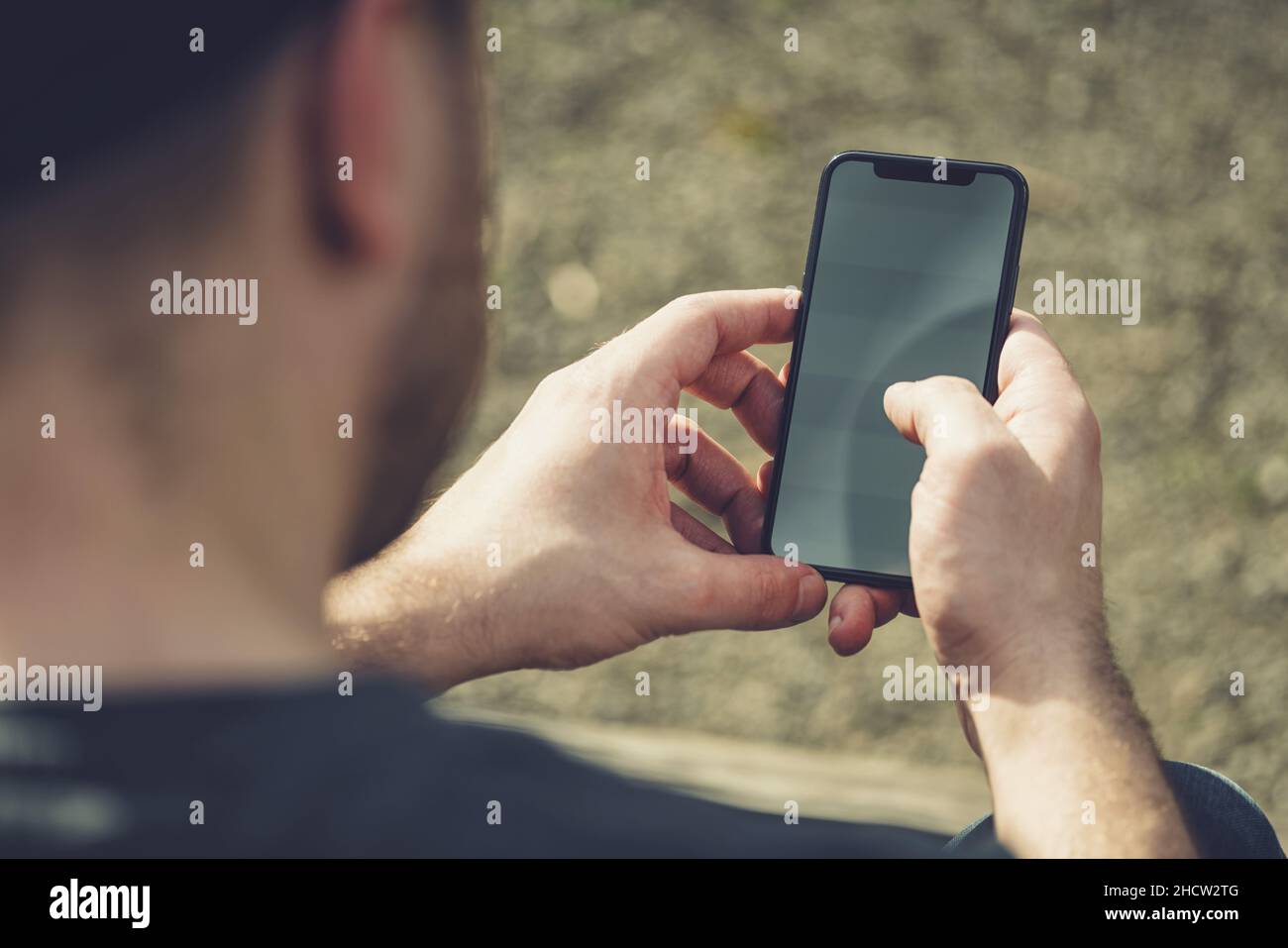 man using mobile smart phone Stock Photo