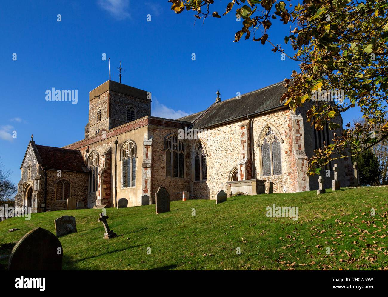 Village parish church of Saint Mary, Capel St Mary, Suffolk, England