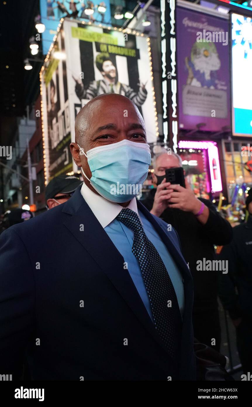 Eric Adams, who was sworn in as Mayor of New York City in Times Square ...