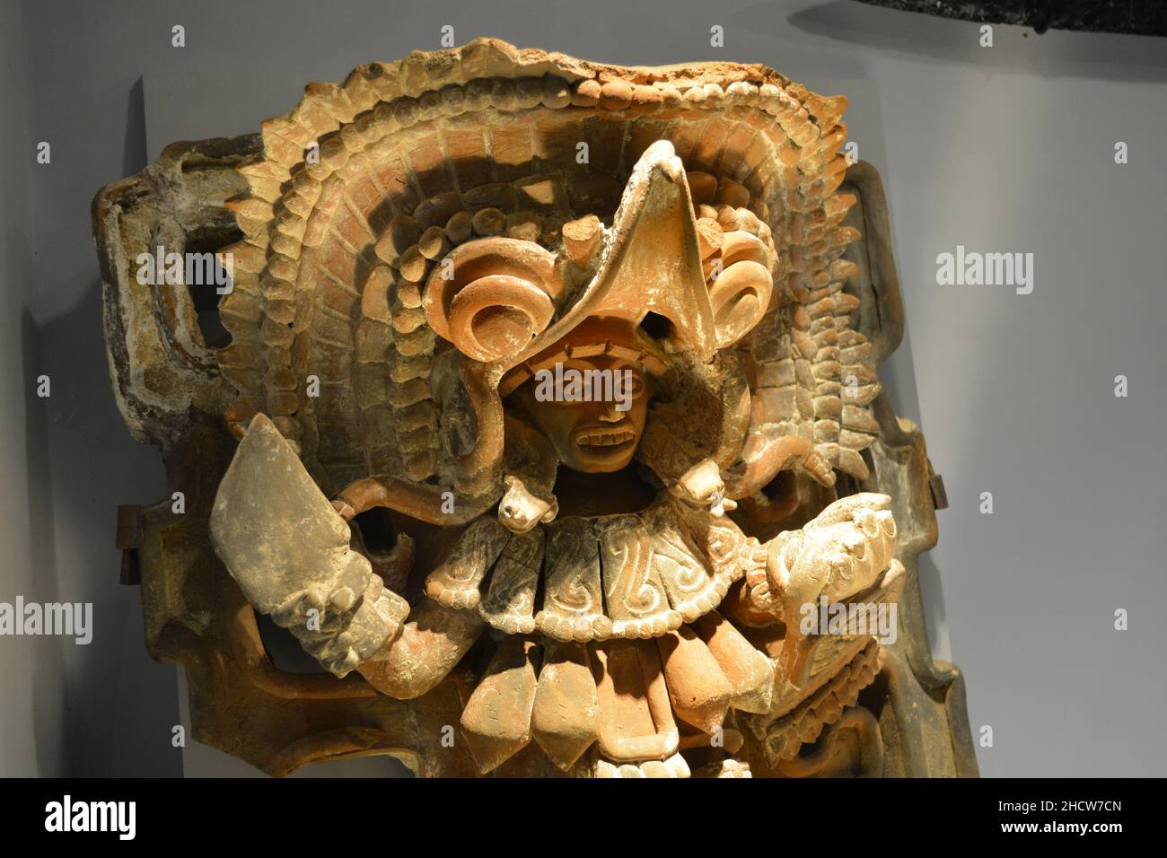 Precolumbian Art, Warrior with knifes Stock Photo