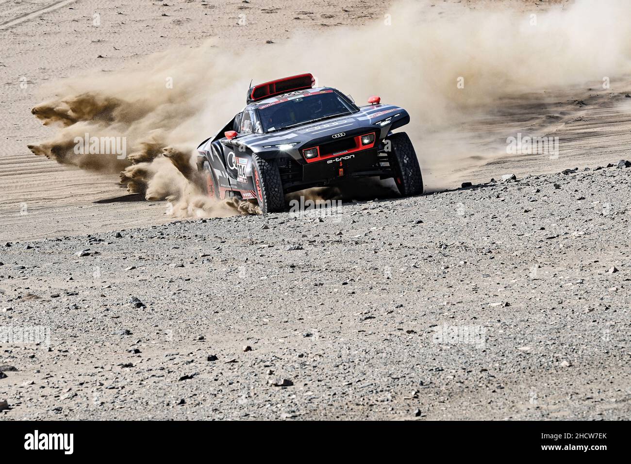 202 Sainz Carlos (spa), Cruz Lucas (spa), Team Audi Sport, Audi RS Q e-tron, Auto FIA T1/T2, action during the Stage 1A of the Dakar Rally 2022 between Jeddah and Hail, on January 1st 2022 in Hail, Saudi Arabia - Photo Gigi Soldano / DPPI Stock Photo