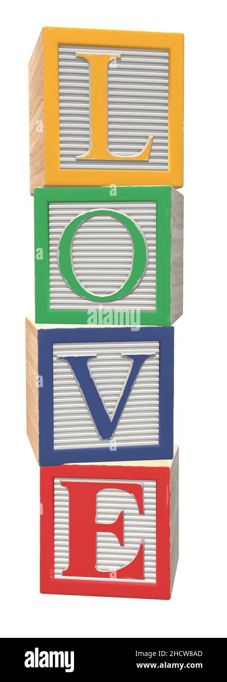 Love Wooden Alphabet Letter Blocks Stock Vector