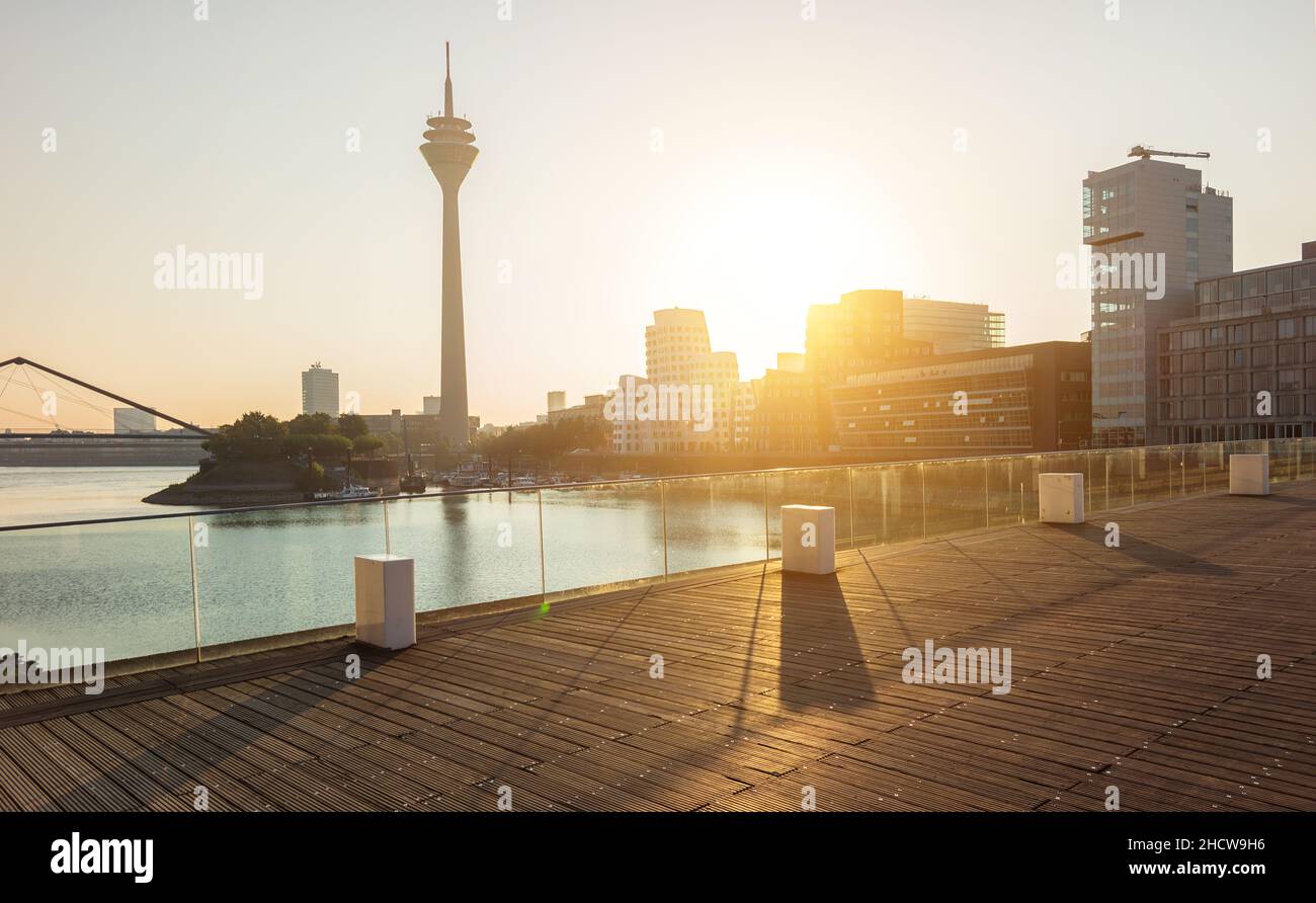 Media harbor at dusseldorf in the morning light Stock Photo
