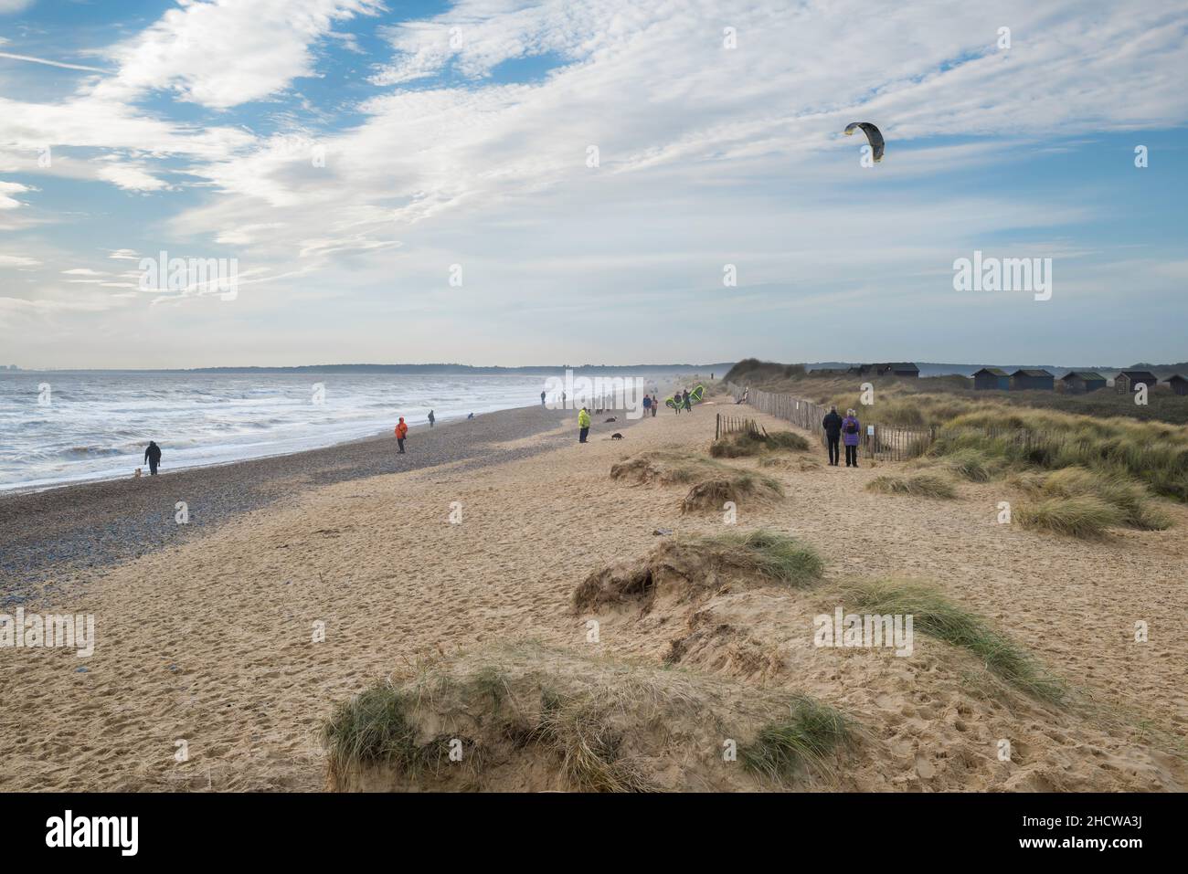 Walberswick Beach, out of season view of the beach at Walberswick in Suffolk, England, UK Stock Photo