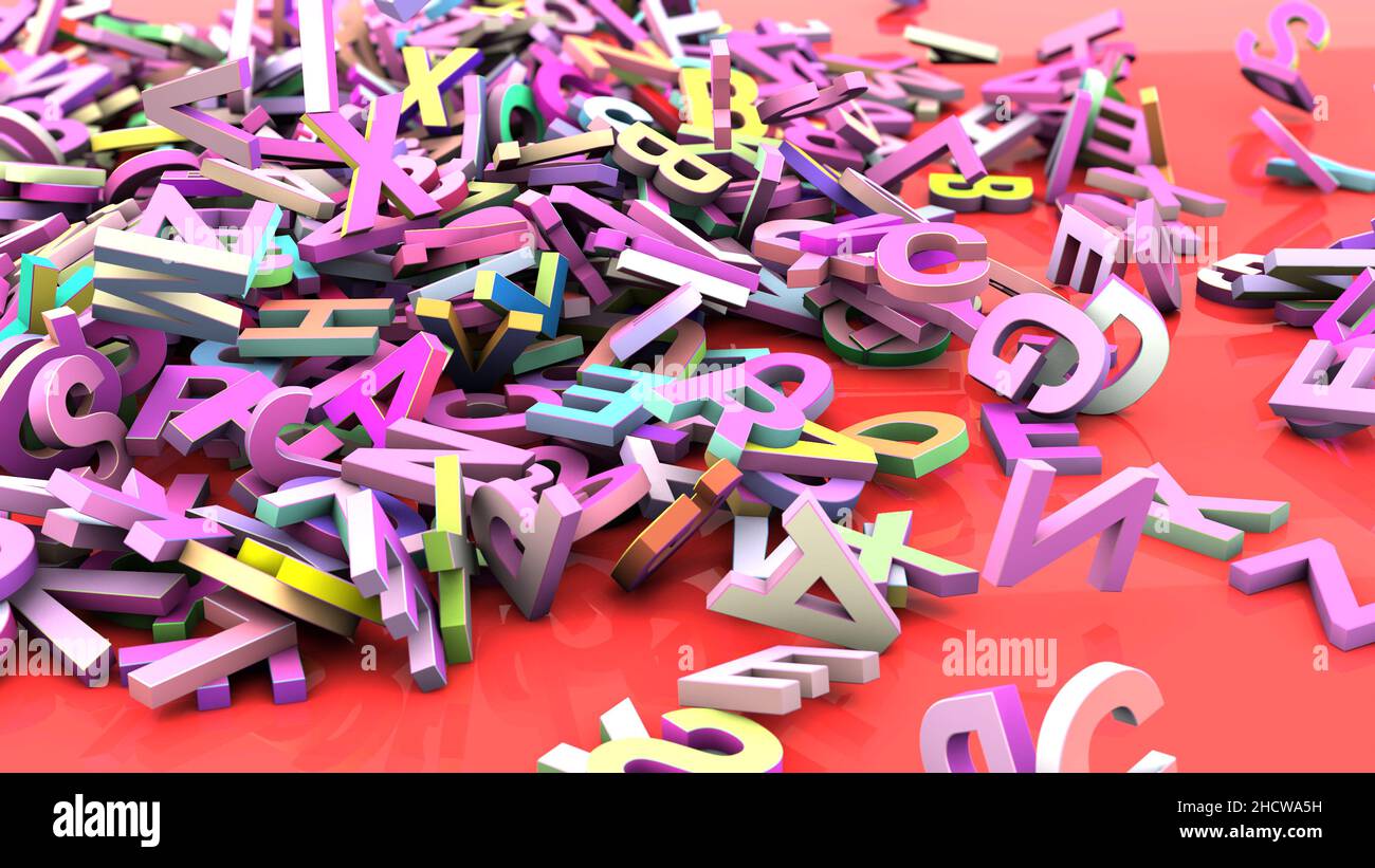 Fallende 3D Buchstaben bunt Stock Illustration