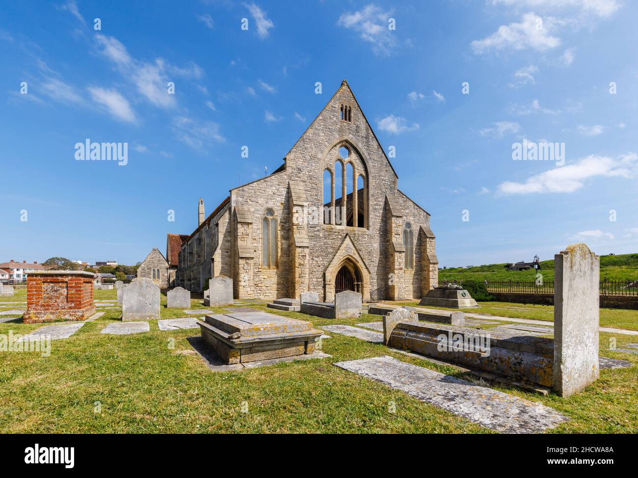 The roofless ruined Royal Garrison Church in Old Portsmouth, bombed in the Blitz in the Second