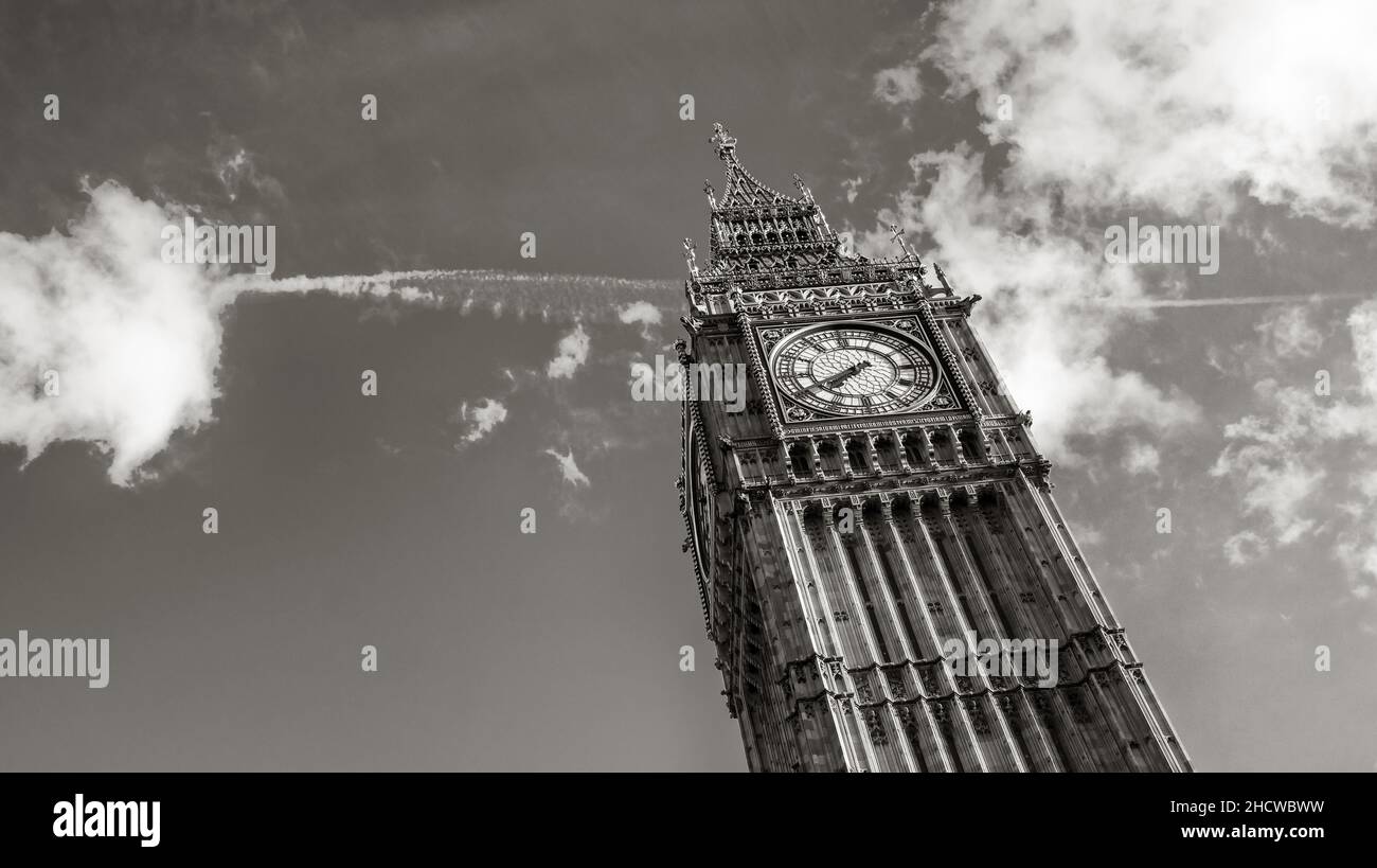 Big Ben in black and white colors, london, uk Stock Photo
