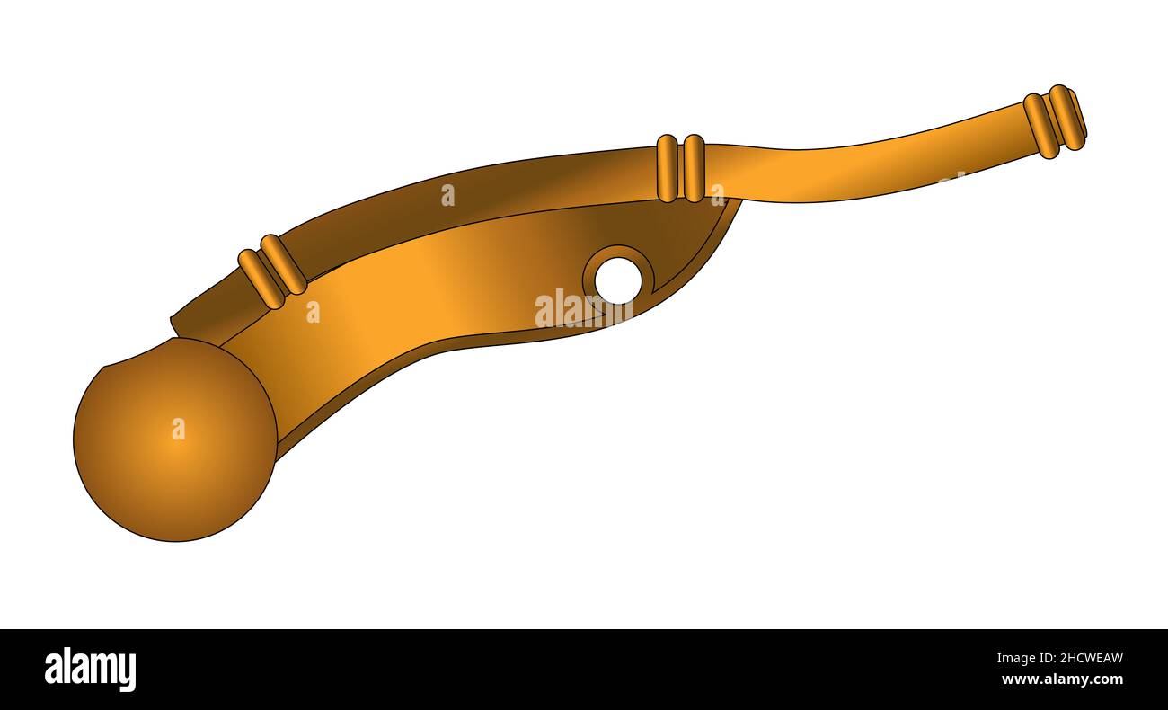 A typical bosuns whistle isolated over a white background Stock Photo