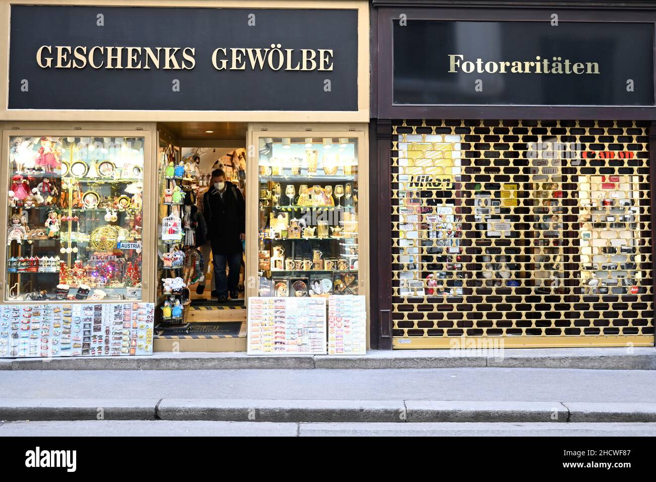Vienna, Austria. Souvenir shop and photo rarities in Vienna's first