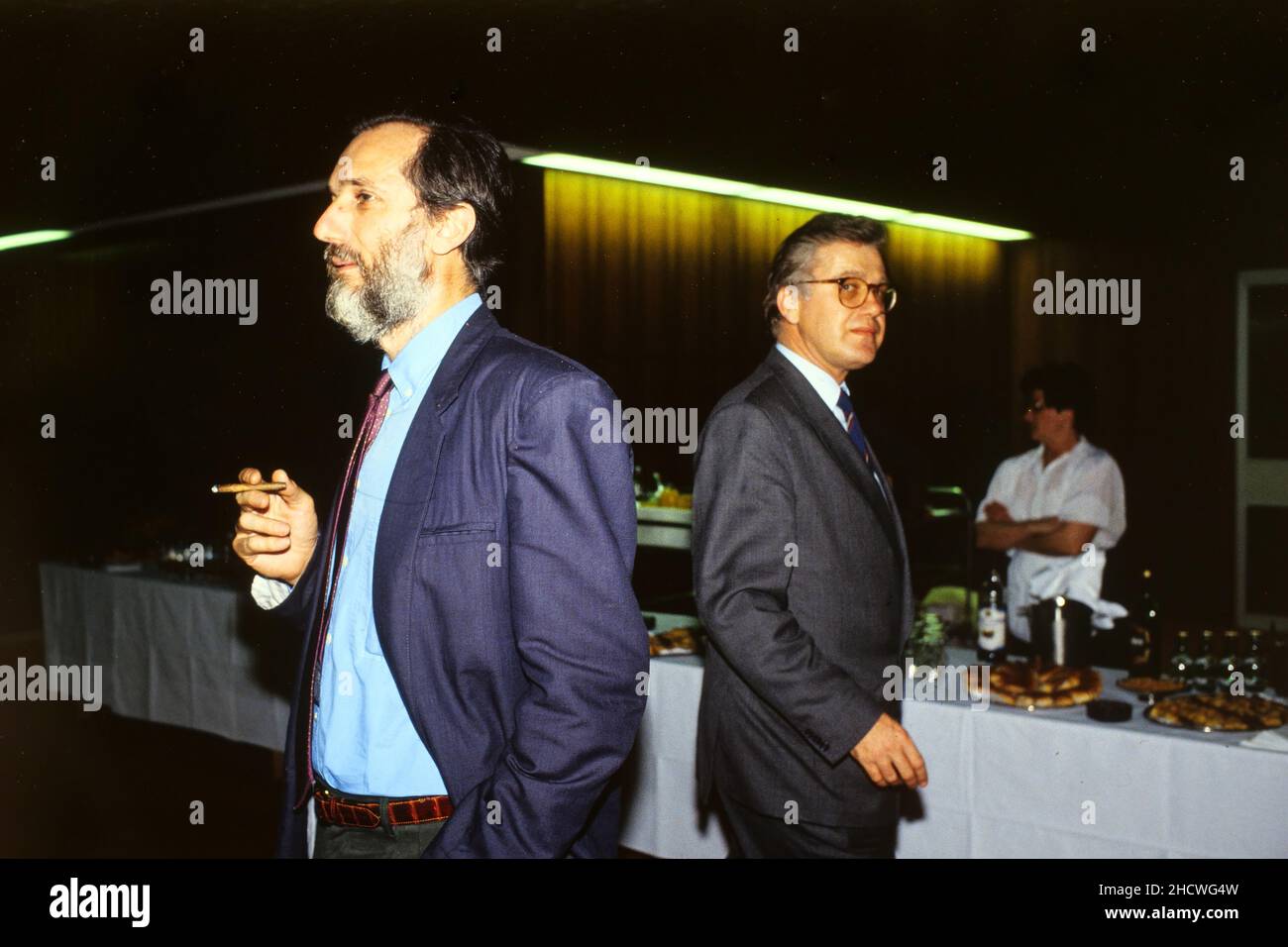 Italian architect Renzo Piano and real-estate developer Christian Pellerin, International City project, Lyon, France, 1991 Stock Photo