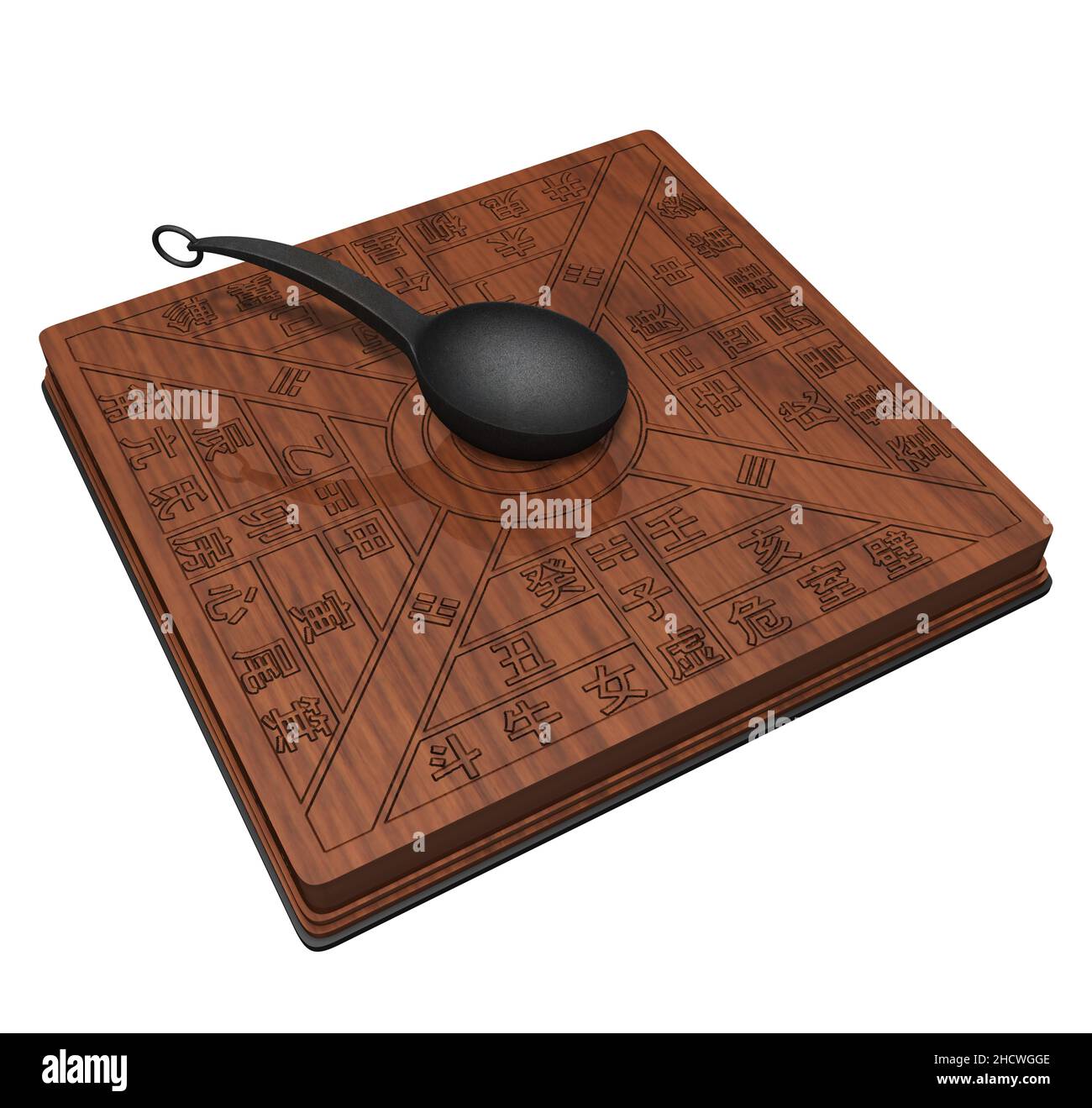 3D Rendering Illustration of an Ancient Chinese Compass known as NAN. Stock Photo