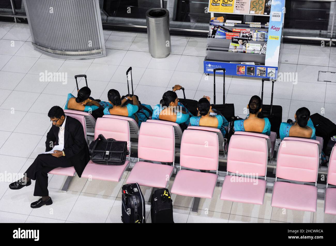 Thailand, Bangkok, international airport, waiting air hostess crew of airline Stock Photo