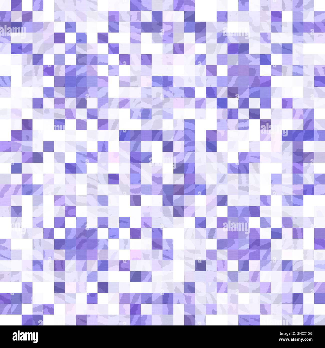 Tiny purple geometric mosaic pixel grid seamless pattern. Modern square ...