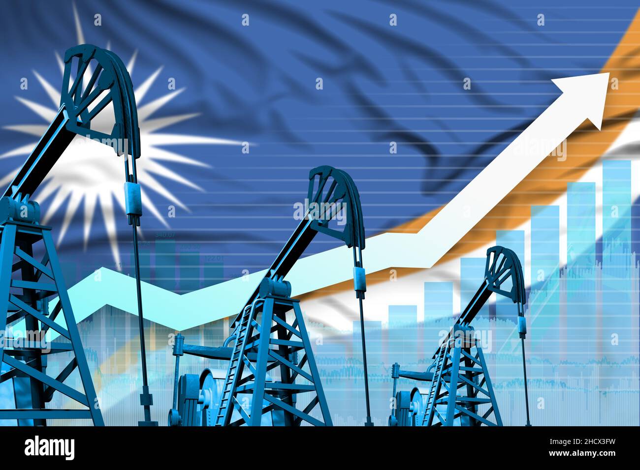 Marshall Islands oil industry concept, industrial illustration - rising ...