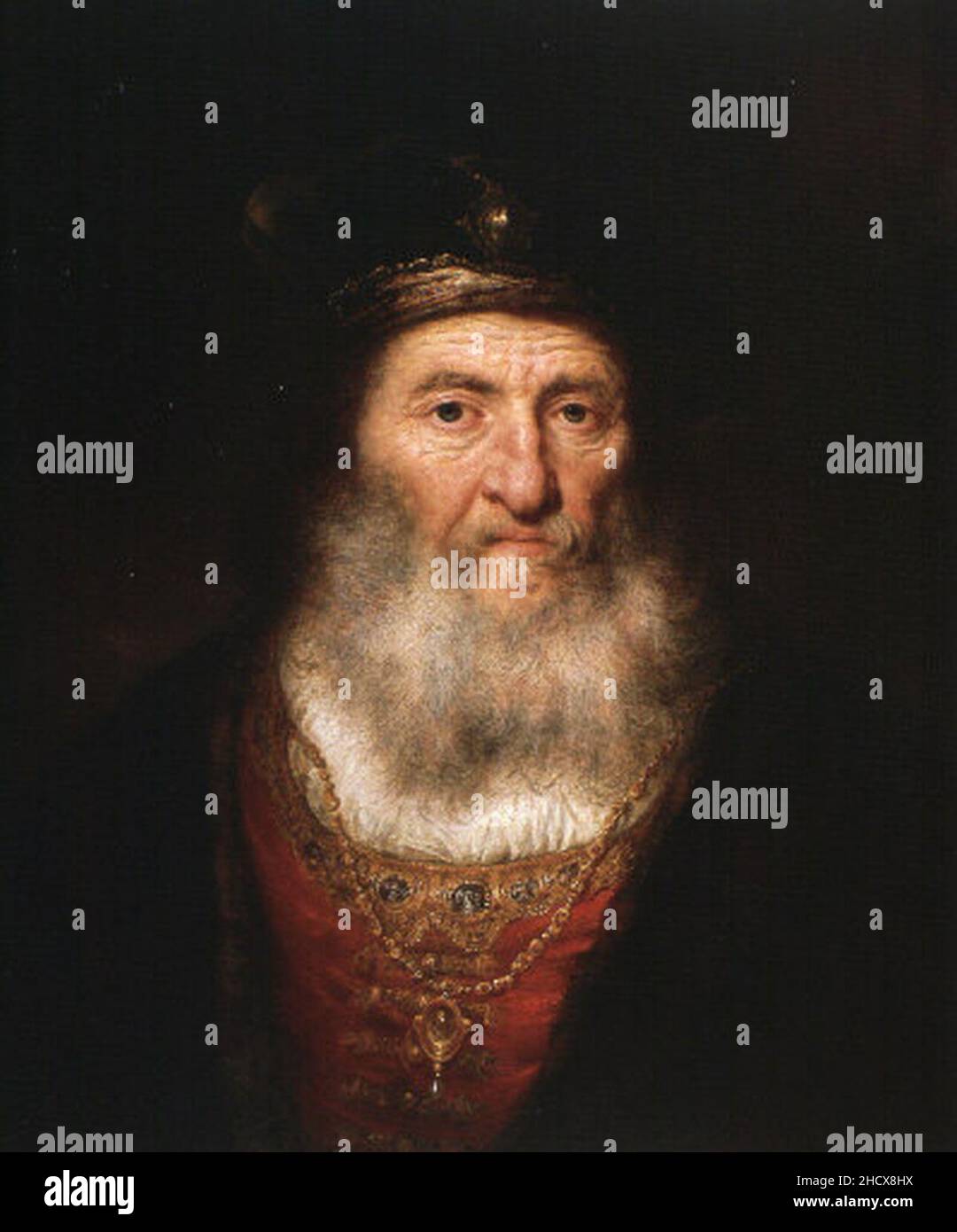 Rembrandt - Old man with beard and medaillon Stock Photo - Alamy