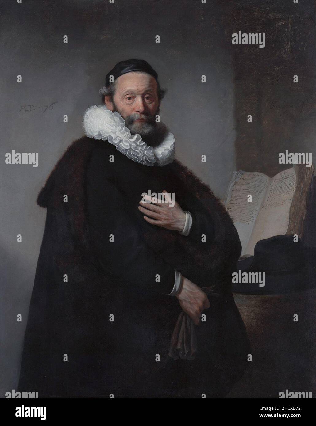 Rembrandt Harmensz. van Rijn - Portret van Johannes Wtenbogaert (1557-1644), Remonstrants predikant Stock Photo