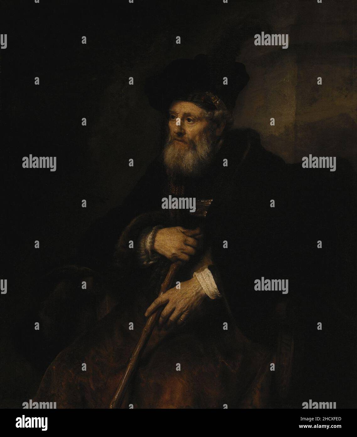 Rembrandt Old man with a stick Stock Photo - Alamy