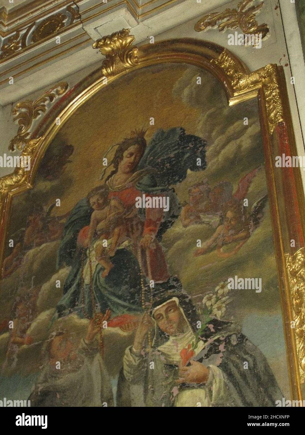 Remise du rosaire à saint Dominique et à sainte Catherine par la Vierge