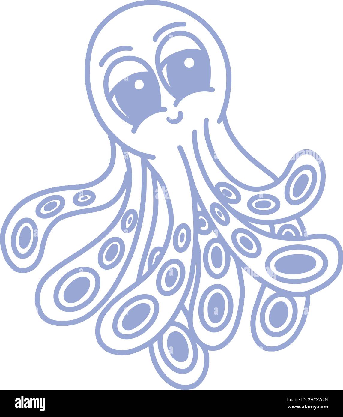 Cute Happy Blue Cartoon Octopus Logo Mascot Illustration Design Stock ...