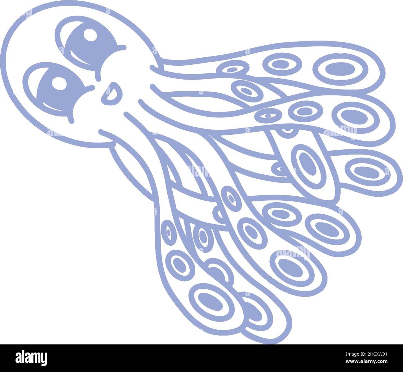 Cute Happy Blue Cartoon Octopus Logo Mascot Illustration Design Stock ...