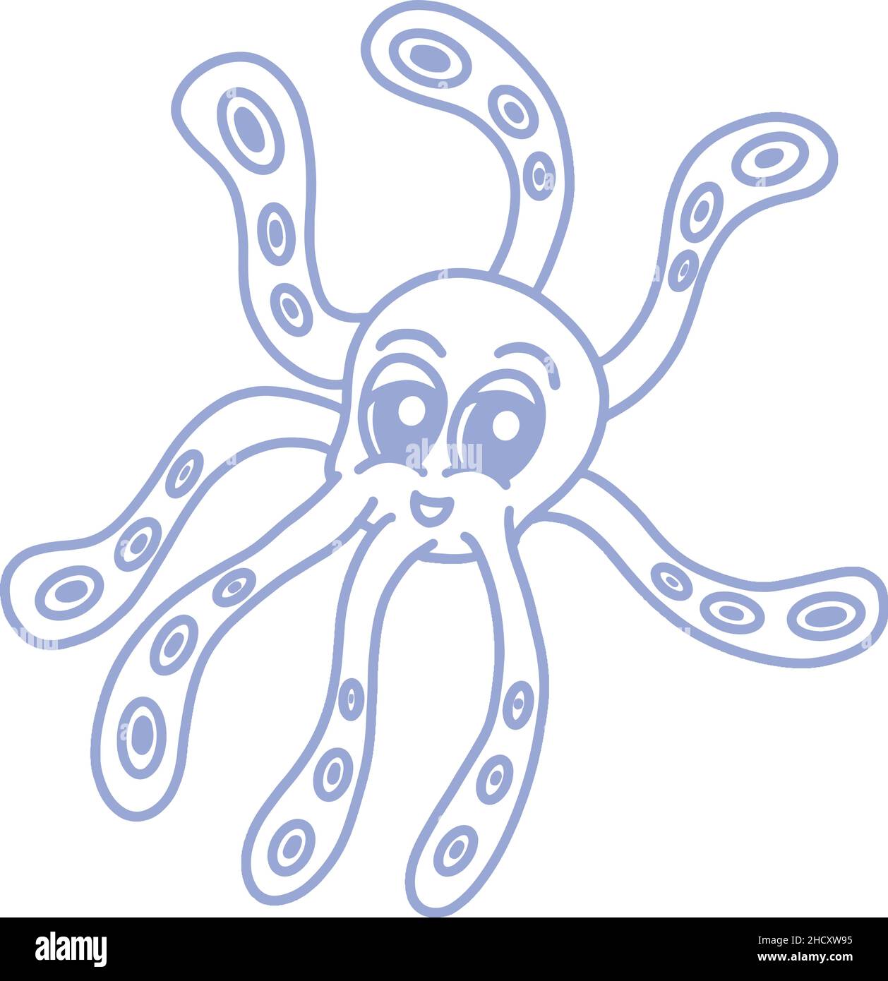 Cute Happy Blue Cartoon Octopus Logo Mascot Illustration Design Stock ...