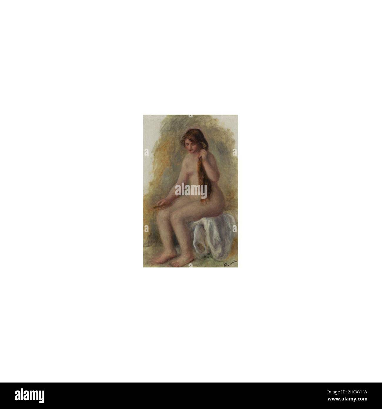 Renoir - FEMME NUE ASSISE SE COIFFANT. Stock Photo