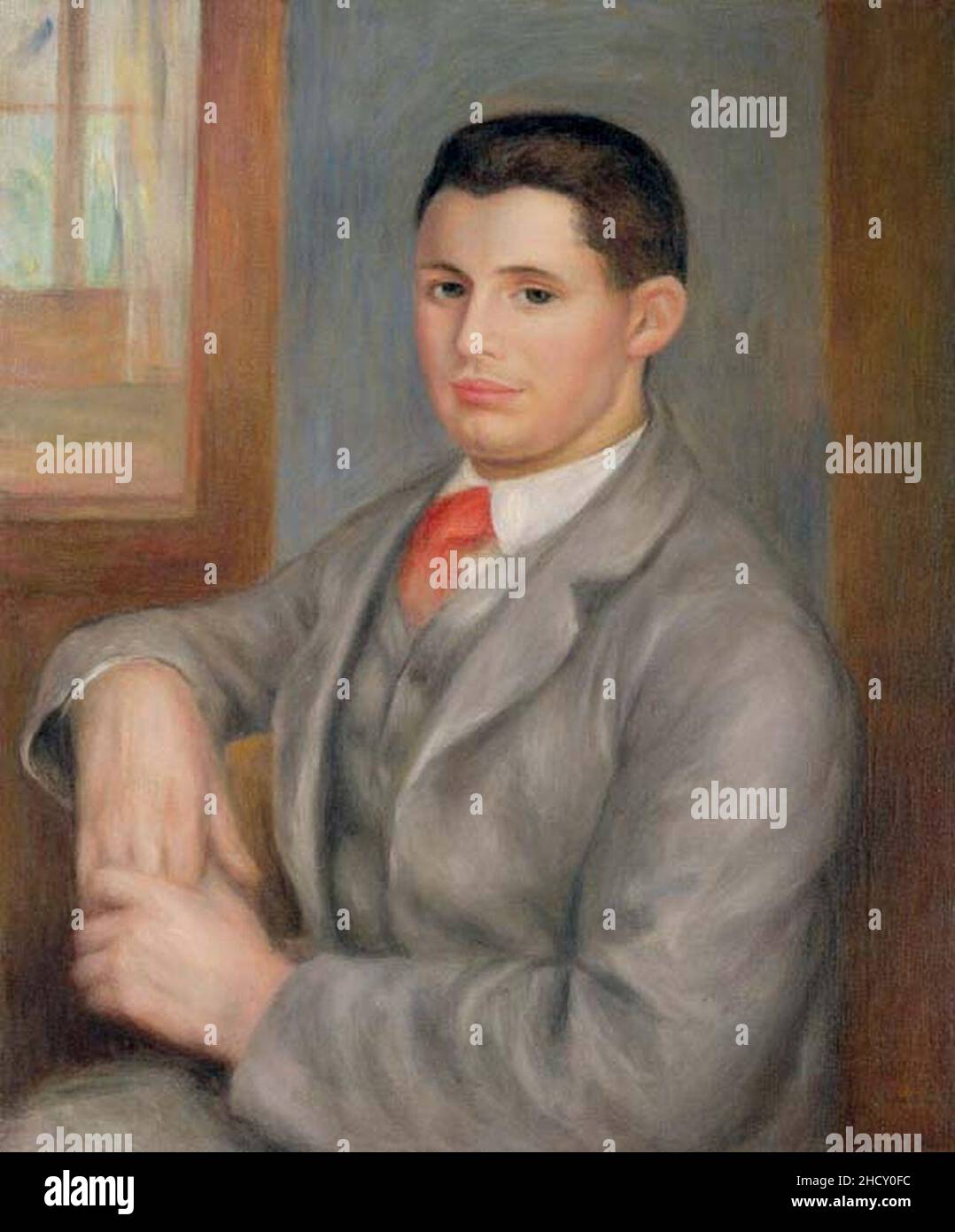 Renoir - Jeune homme à la cravate rouge, portrait d'Eugène Renoir, 1890. Stock Photo