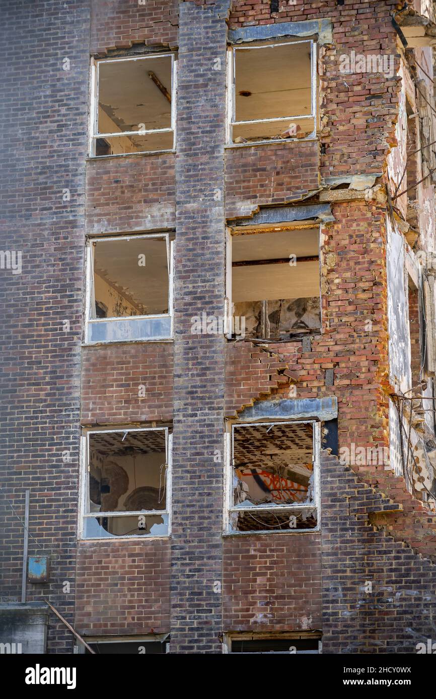 Demolition of 1960s office block Brighton Stock Photo