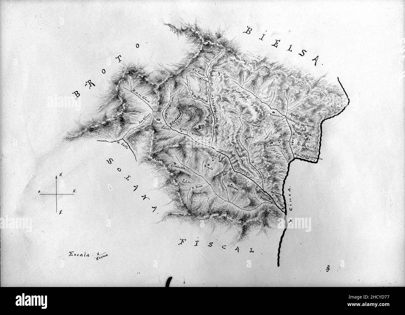 Reproducció d'un mapa de la zona d'Ordesa. Stock Photo