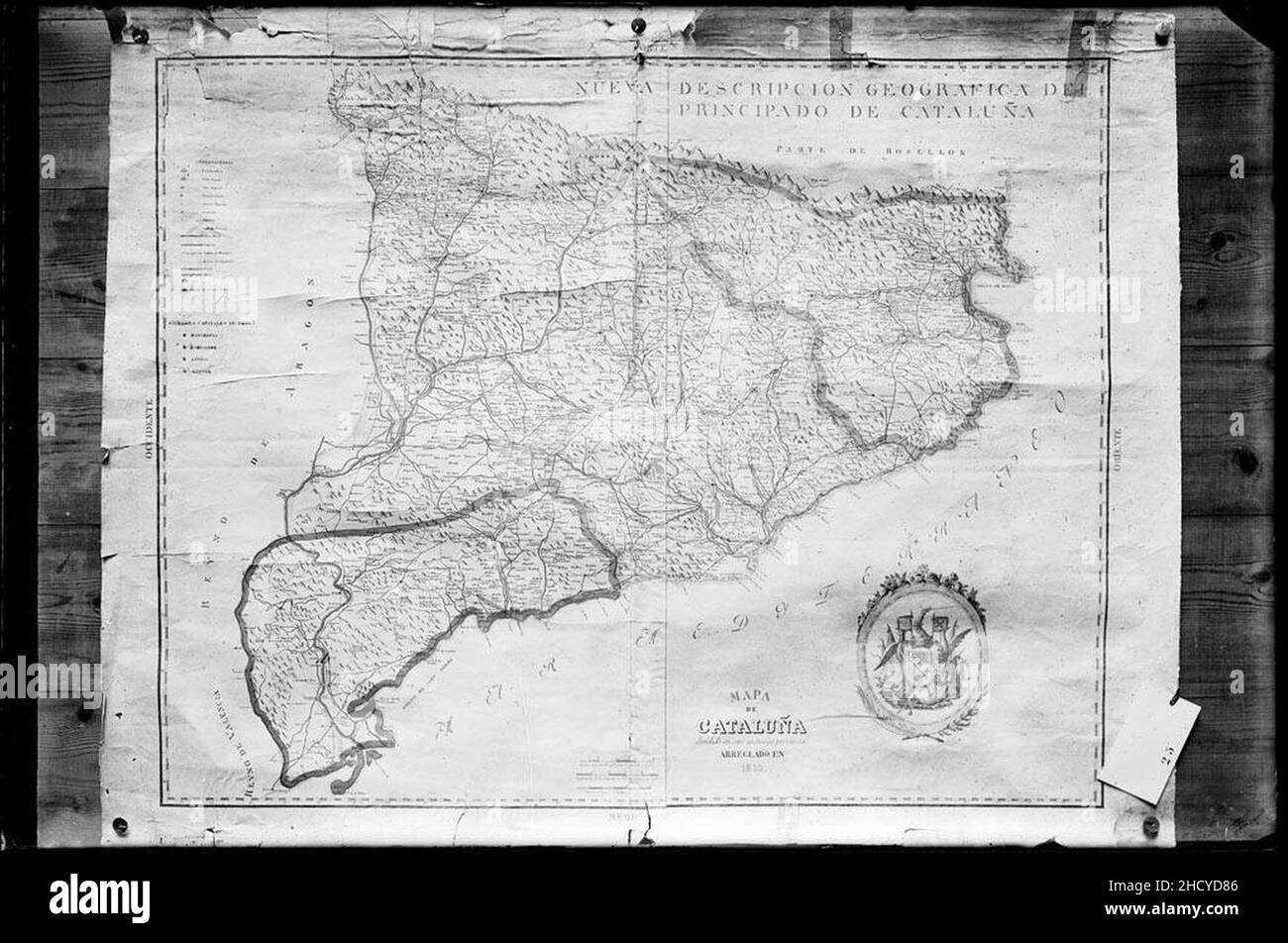 Reproducció d'un mapa del principat de Catalunya del 1855 Stock Photo