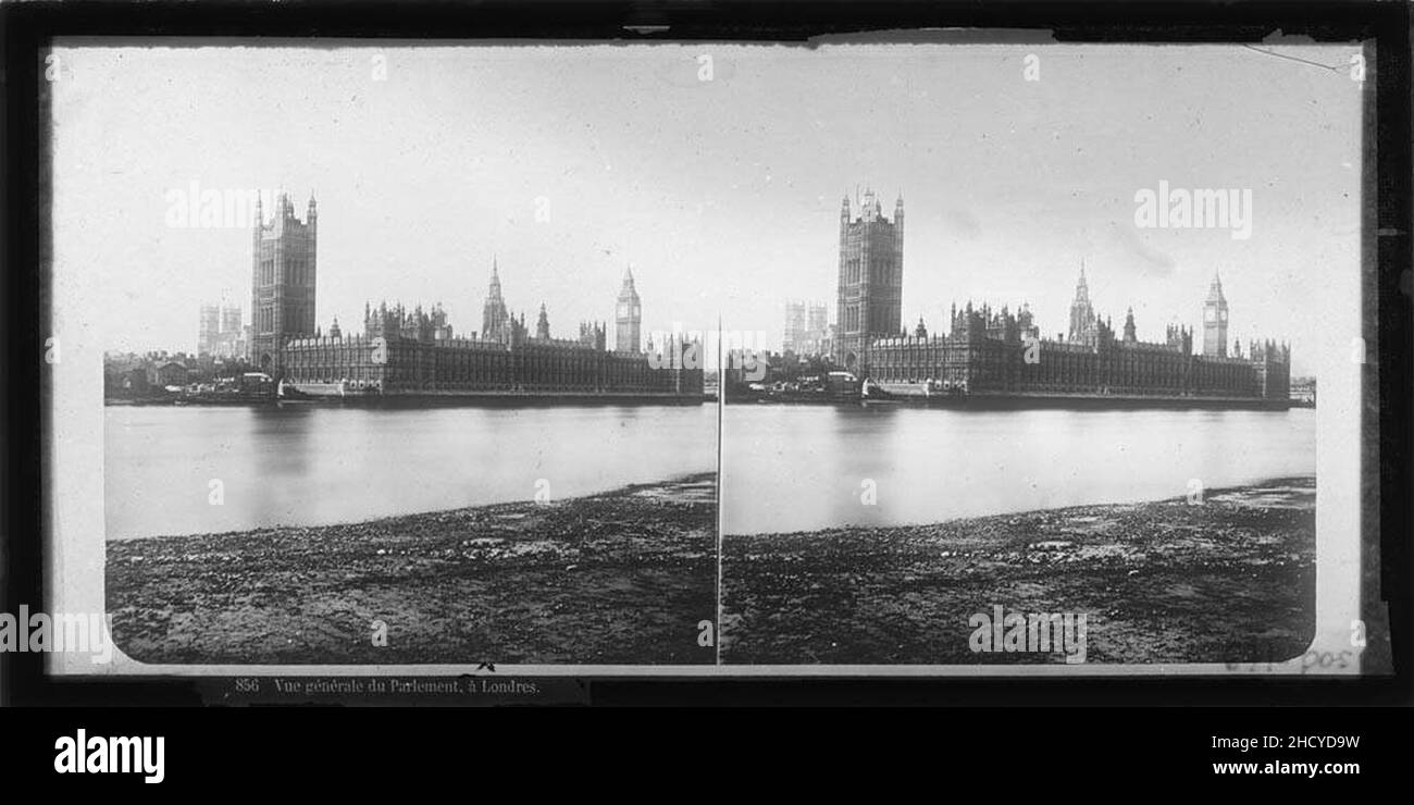 Reproducció d'una vista del Parlament i la Torre de Londres. Stock Photo