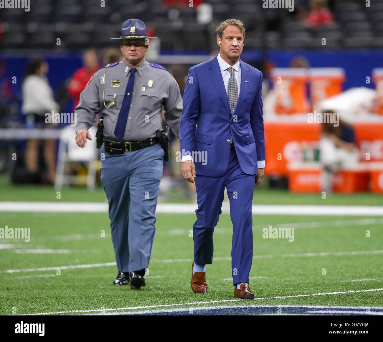 New Orleans, USA. 27th Aug, 2023. Houston Texans quarterback C.J. Stroud  (7) attempts a pass while facing a heavy pass rush from New Orleans Saints  defensive ends Tanoh Kpassagnon (92) and Carl