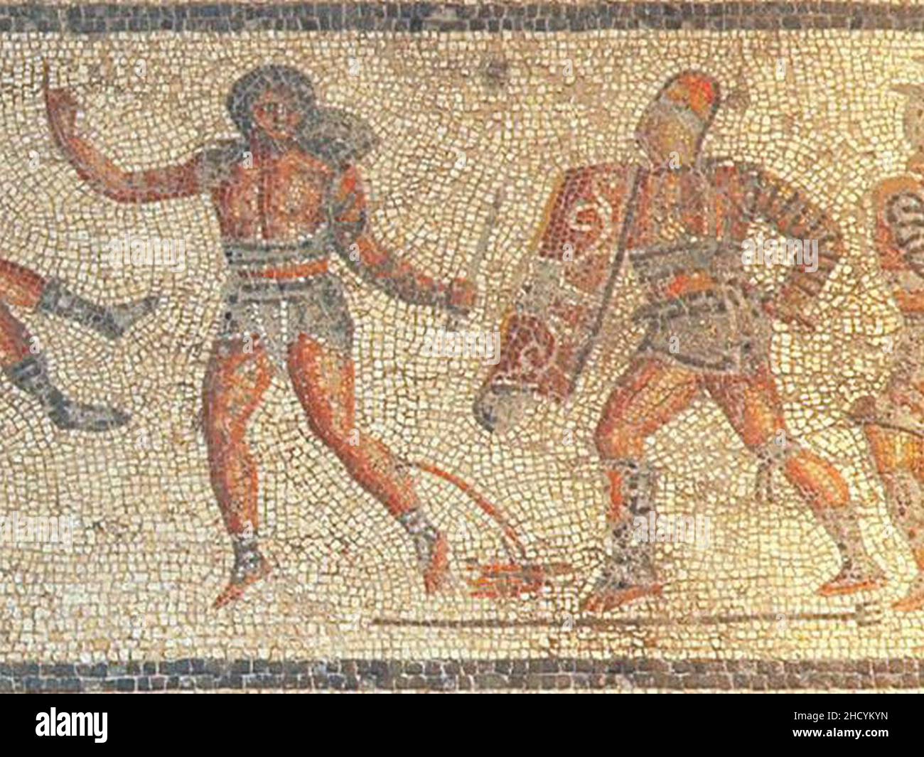 Retiarius vs secutor from the Zliten mosaic Stock Photo Alamy