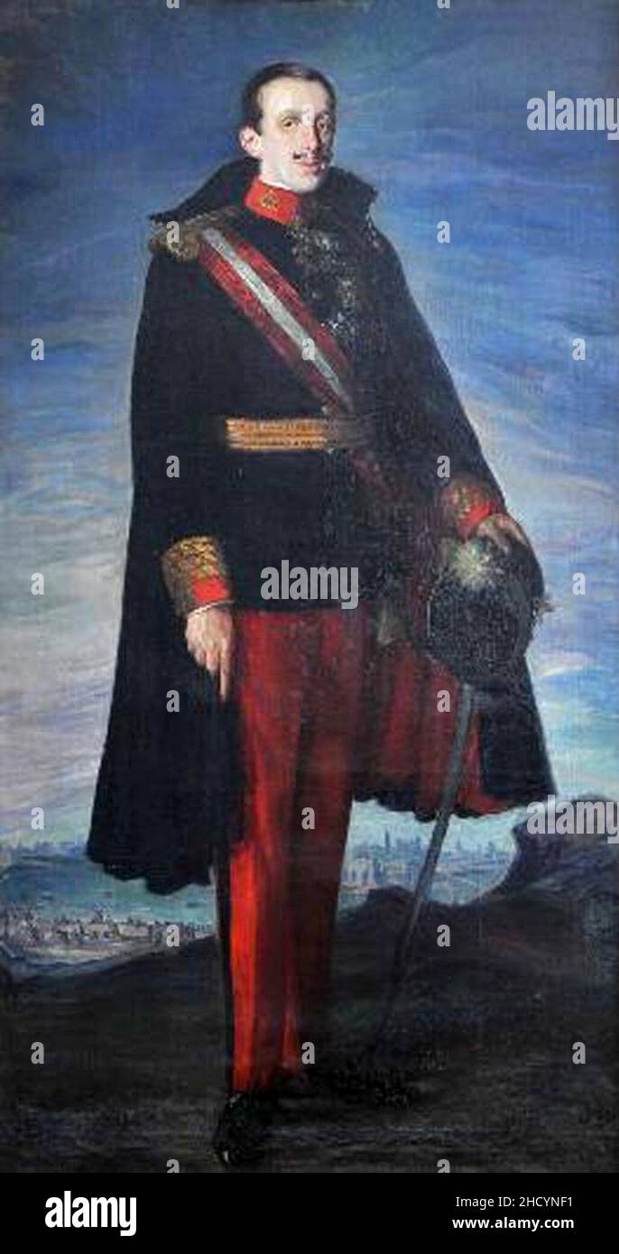 Retrato de Alfonso XIII con uniforme de general de infantería. Stock Photo