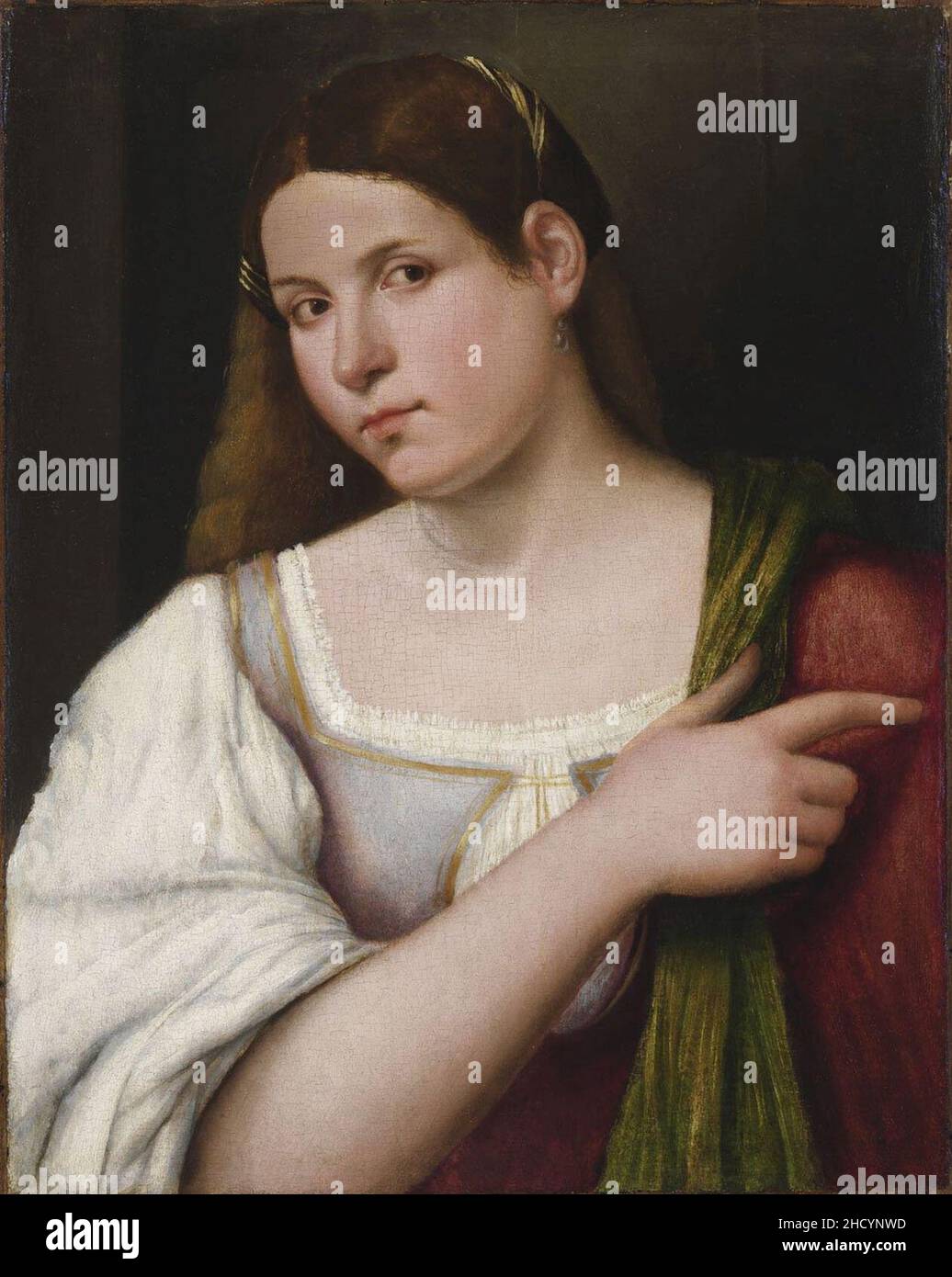 Retrato de dama joven, por Sebastiano del Piombo. Stock Photo