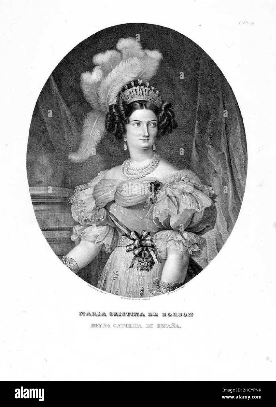 Retrato de Maria Cristina de Borbon Zoellner Ovalo. Stock Photo