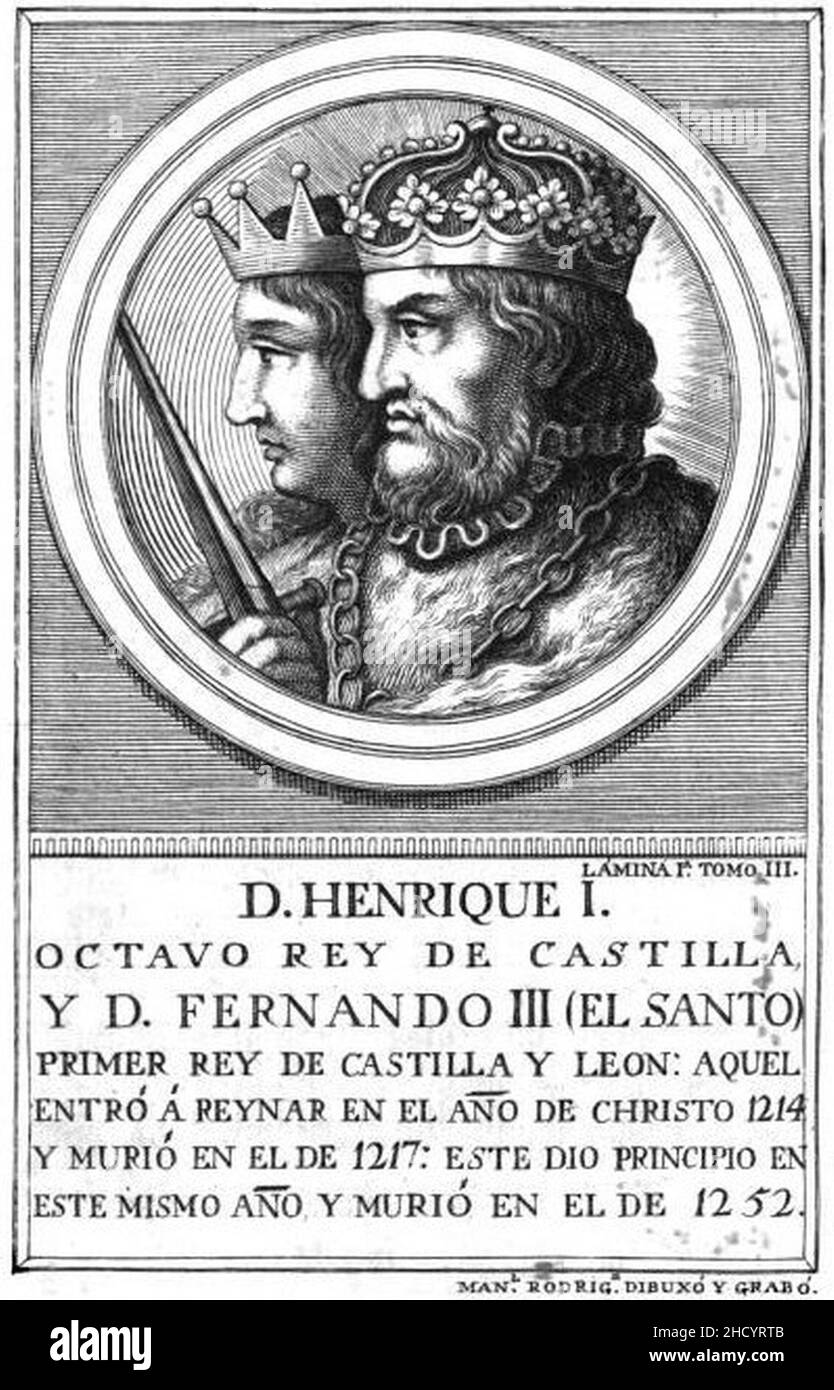 Retrato-004-Rey de Castilla-León-Enrique I y Fernando III. Stock Photo
