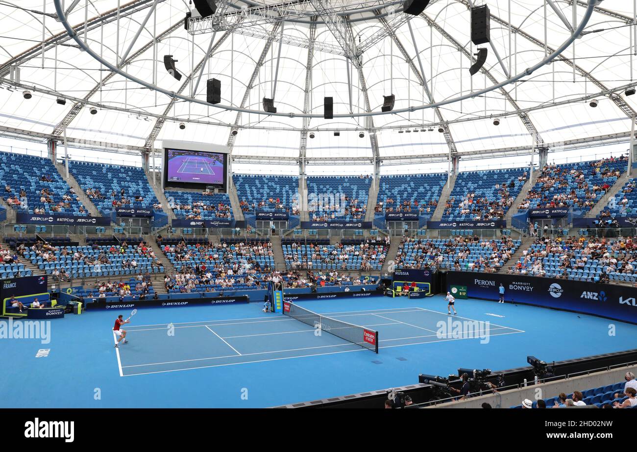 Tennis - ATP Cup - Sydney Olympic Park, Sydney, Australia - January 2, 2022  General view of the Ken Rosewall Arena during the group stage match between  Russia's Daniil Medvedev and France's